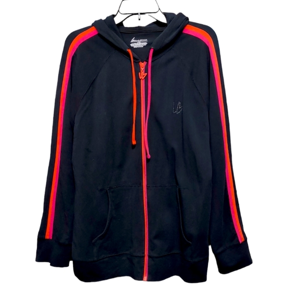 Lane Bryant Neon Pink Orange Stripe Full Zip Hoodie Women's Plus Size 18/20 2X - Picture 8 of 8